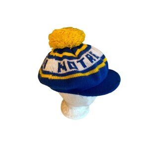 Vintage Notre Dame Knit Beanie Cap W/ Brim & Pom Pom